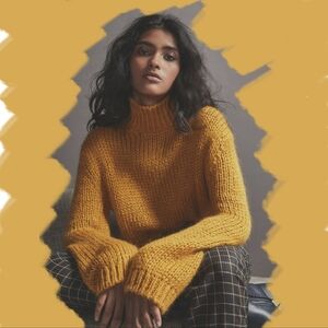 Massimo Dutti Mustard Mohair Blend Sweater Size XS